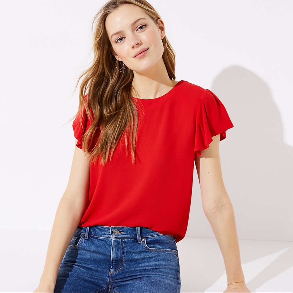 LOFT Pleated Sleeve Tie Back Top